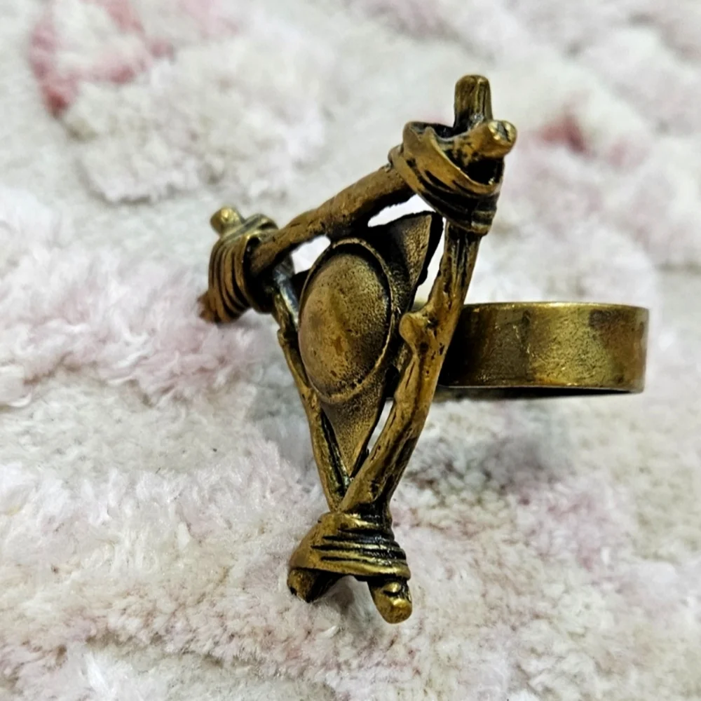 🌟New Handmade Genuine Brass Vintage Statement Ring- Yellow Gold Color Tone 🌟 - Picture 6 of 6